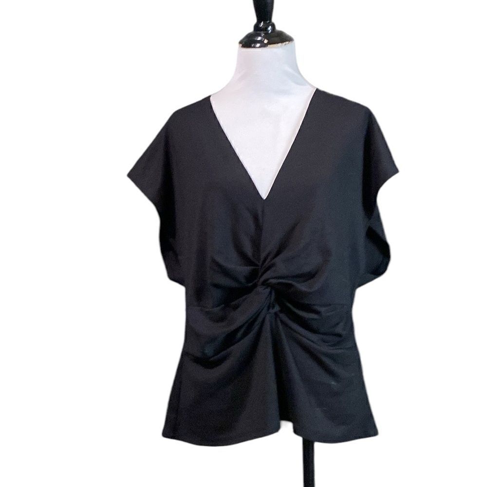 Halogen Black Twist Front Top Vneck Blouse